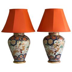 Really Fine Pair of Early 18th Century Japanese Imari Lamped Vases