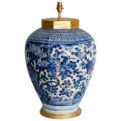 17th Century Japanese Octagonal Blue and White Arita Vase as a lamp