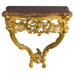 Late 18th Century Giltwood Console Table with Marble Top