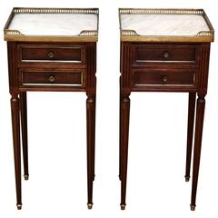 Pair of Mahogany Marble Top Bedside Cabinets