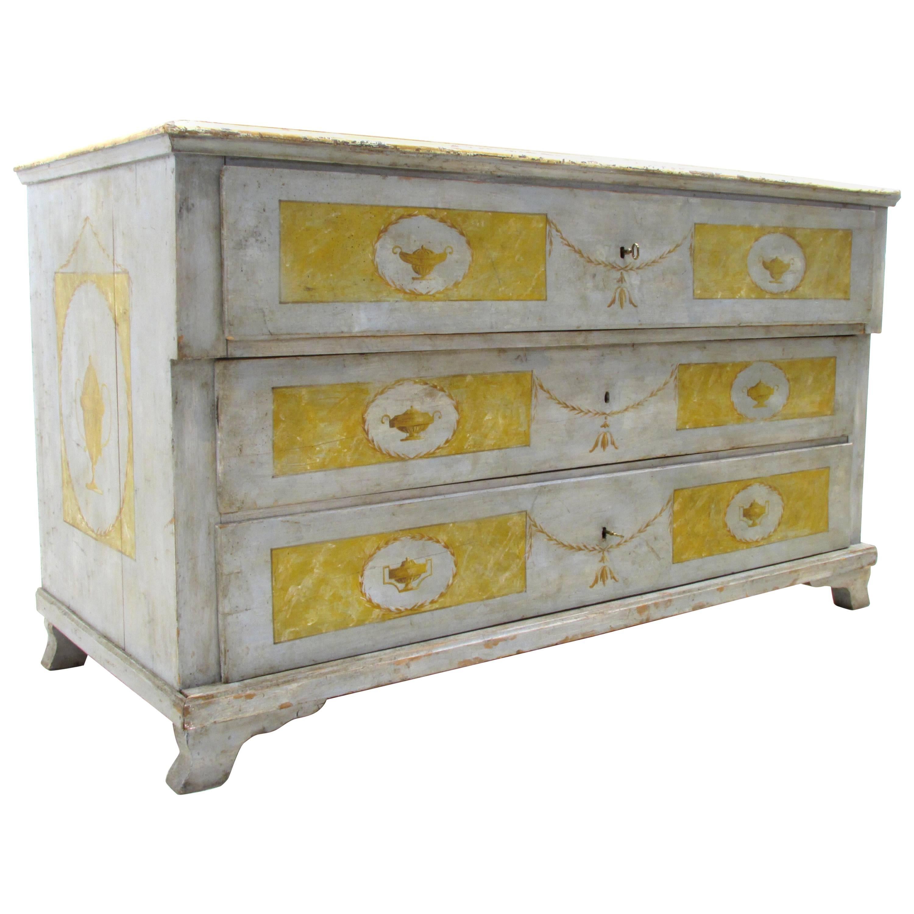 Italian Neoclassical Painted Chest of Drawers For Sale