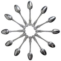 Set of 12 William Chawner Antique Silver Hour Glass Pattern Teaspoons
