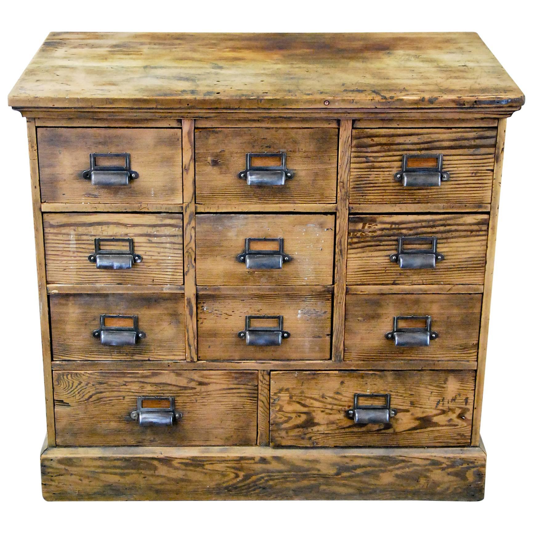 1910 Wooden Multi Drawer Apothecary Cabinet