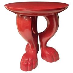 Small Tri-Footed Pedestal Table in Red Lacquer by Jacques Garcia for Baker