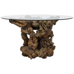 Root Table with Round Glass Top