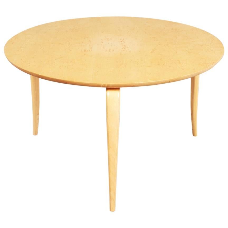 Bruno Mathsson 1950s round “Anika” Coffee Table in Birchwood For Sale