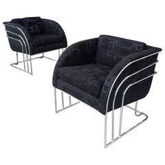 Pair of Chrome Lounge Chairs by Milo Baughman for Thayer Coggin