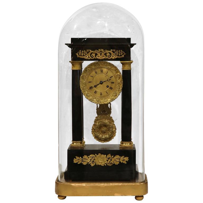 19th Century French FourColumns Empire Mantel Clock with Original