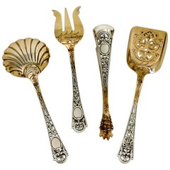 Collet French All Sterling Silver 18-Karat Gold Hors D
oeuvre Dessert Set