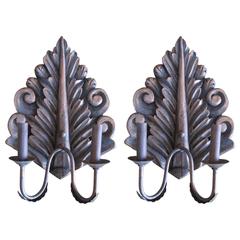 Pair of Hand-Carved Sconces 6