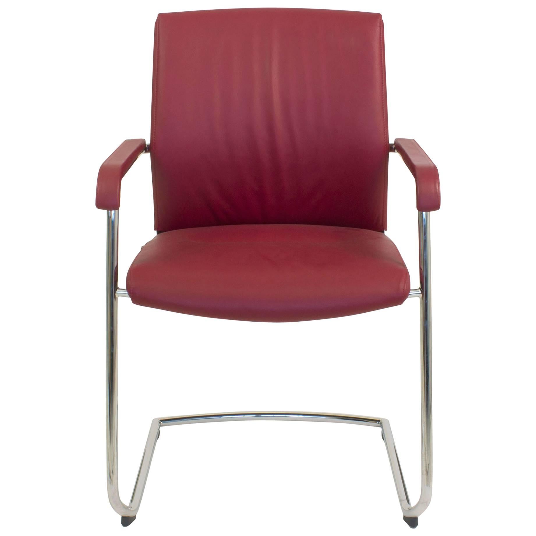 Red Leather ON 178/71 Cantilever Armchair by Wiege for Wilkhahn, Germany For Sale