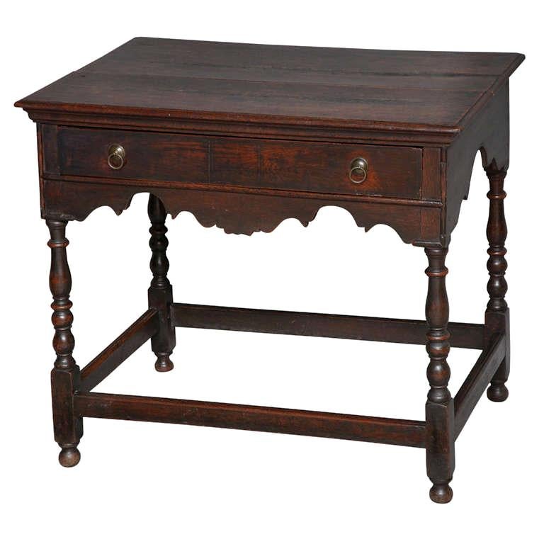 English Oak and Inlaid Walnut Side Table For Sale