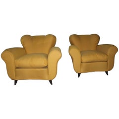Designer Armchairs Pair of 1940 Comfortable and Very Stylish Guglielmo Ulrich 