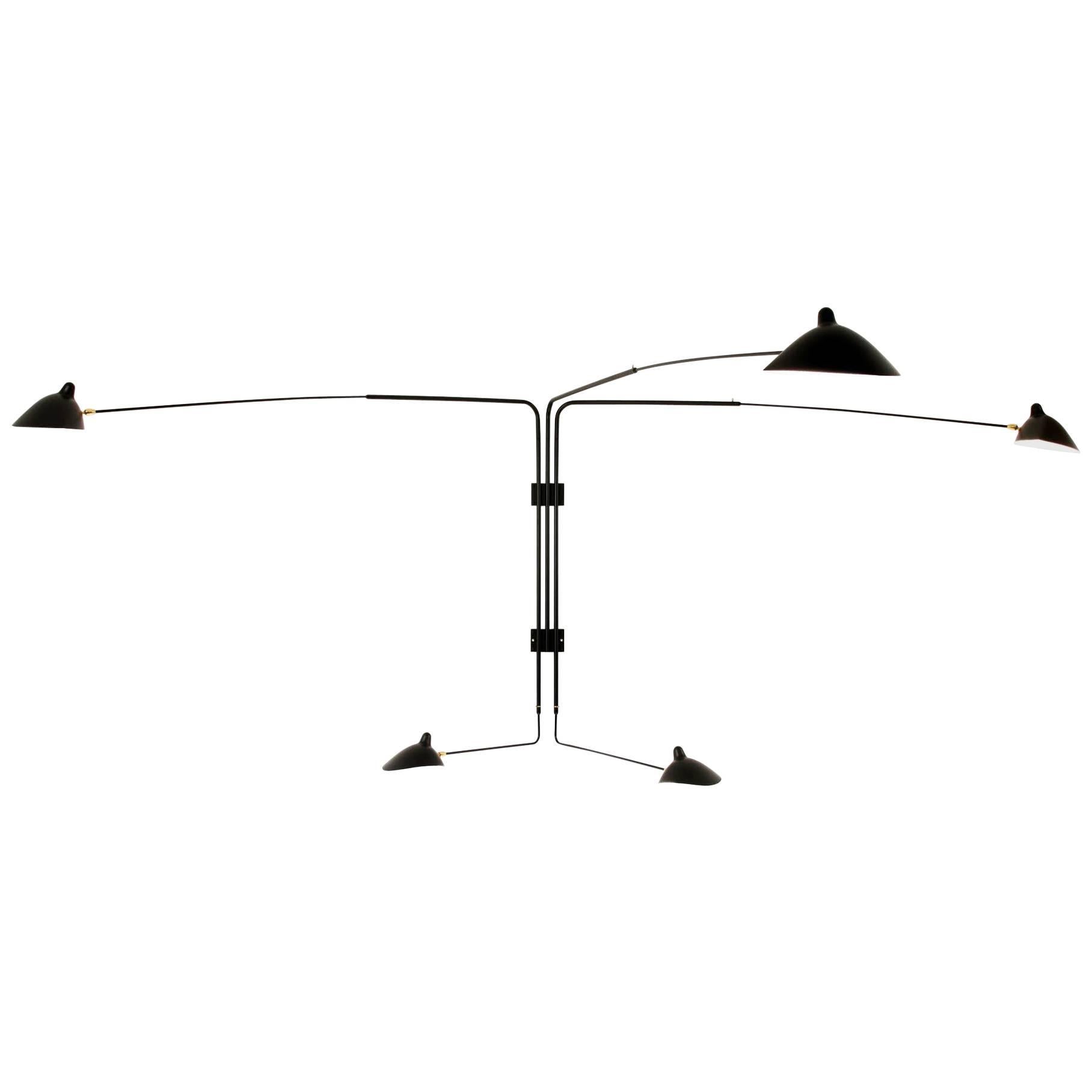 Serge Mouille Five Rotating Straight Arms Sconce Lamp