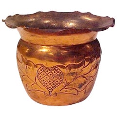 American Colonial Period Fluted Edge Copper Pot/Bowl- Fine Folk Art Piece