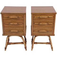 Pair of Mid-Century French Bamboo Bedside Cabinets