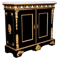 Vintage 20th Century Louis XIV Black Piano Veneer Cabinet