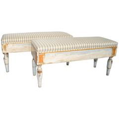 Pair of 19th Century Neoclassical Italian Painted Benches