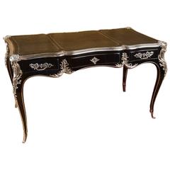 20th Century Louis XV Style Piano-Black Bureau Plat 10