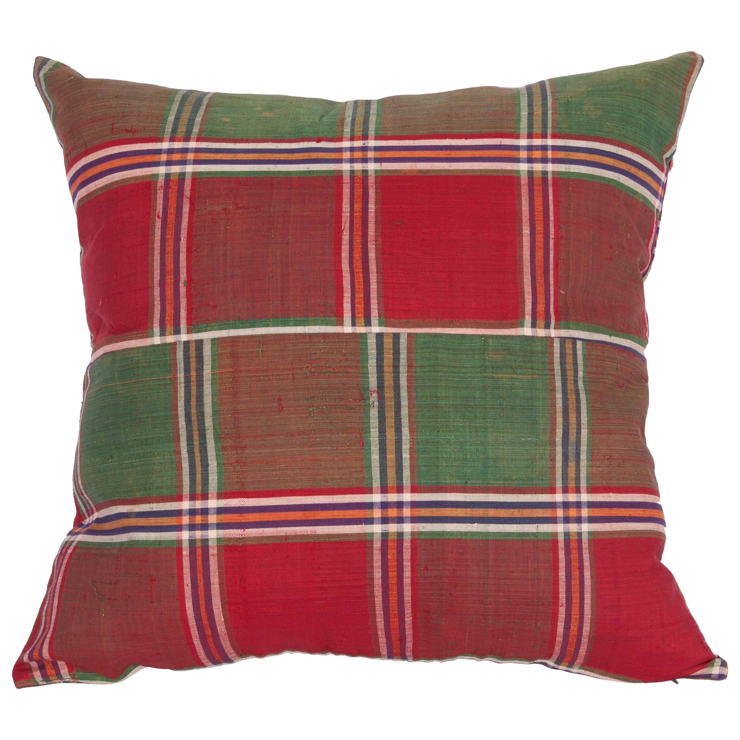 Pillow Made Out of a Mid-20th Century Turkmen Silk Shawl For Sale