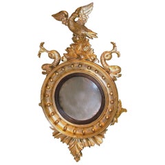 19th Century Carved Giltwood Convex Mirror