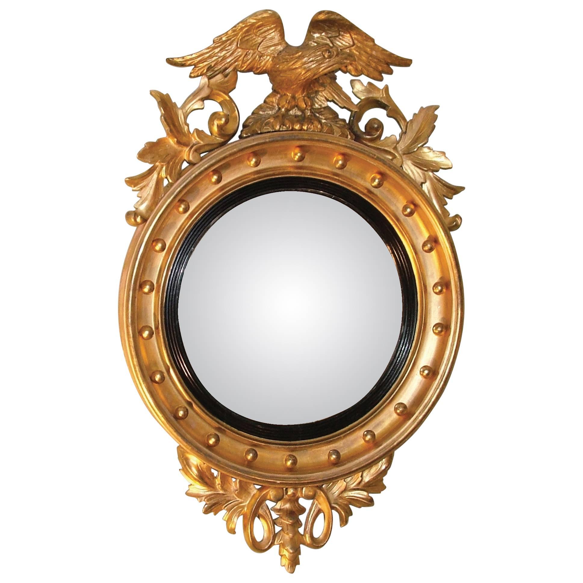 19th Century William IV Giltwood Convex Mirror