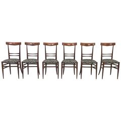 Set of Six Mahogany Chairs Produced by Chiavari, Italy, 1950s