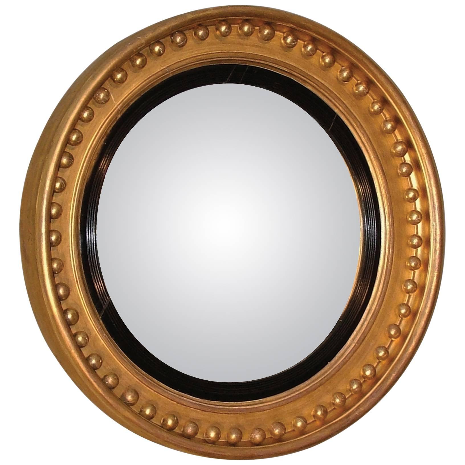 Early 19th Century Regency Period Giltwood Convex Mirror