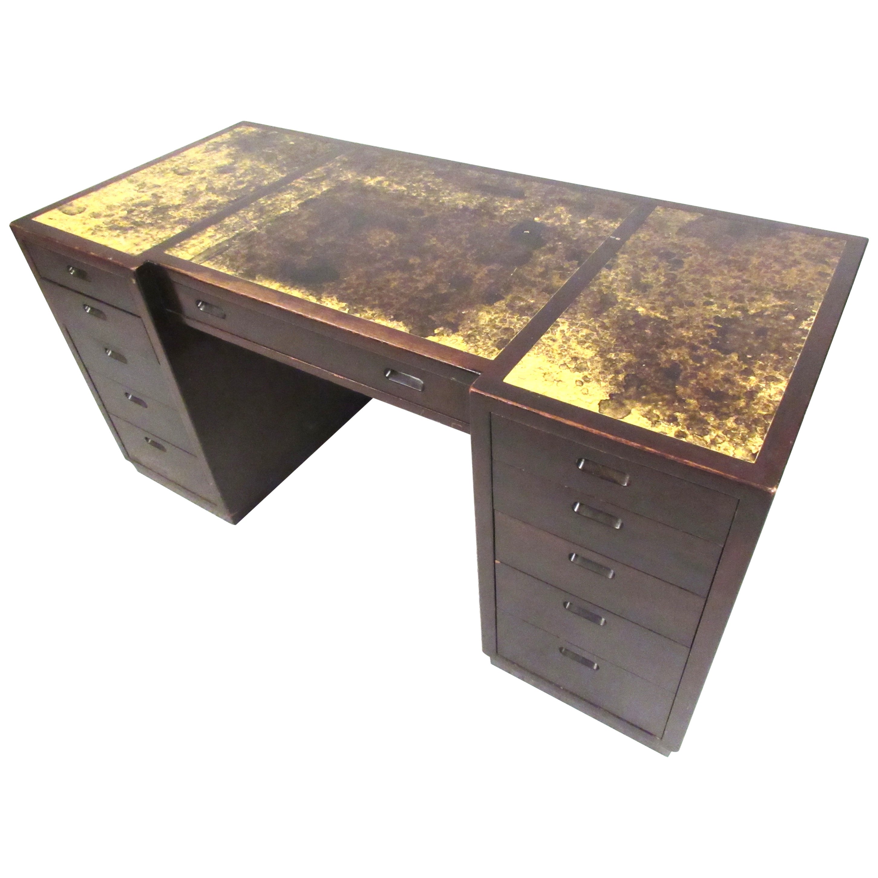 Vintage Black Leather Top Desk by Councill For Sale at 1stDibs