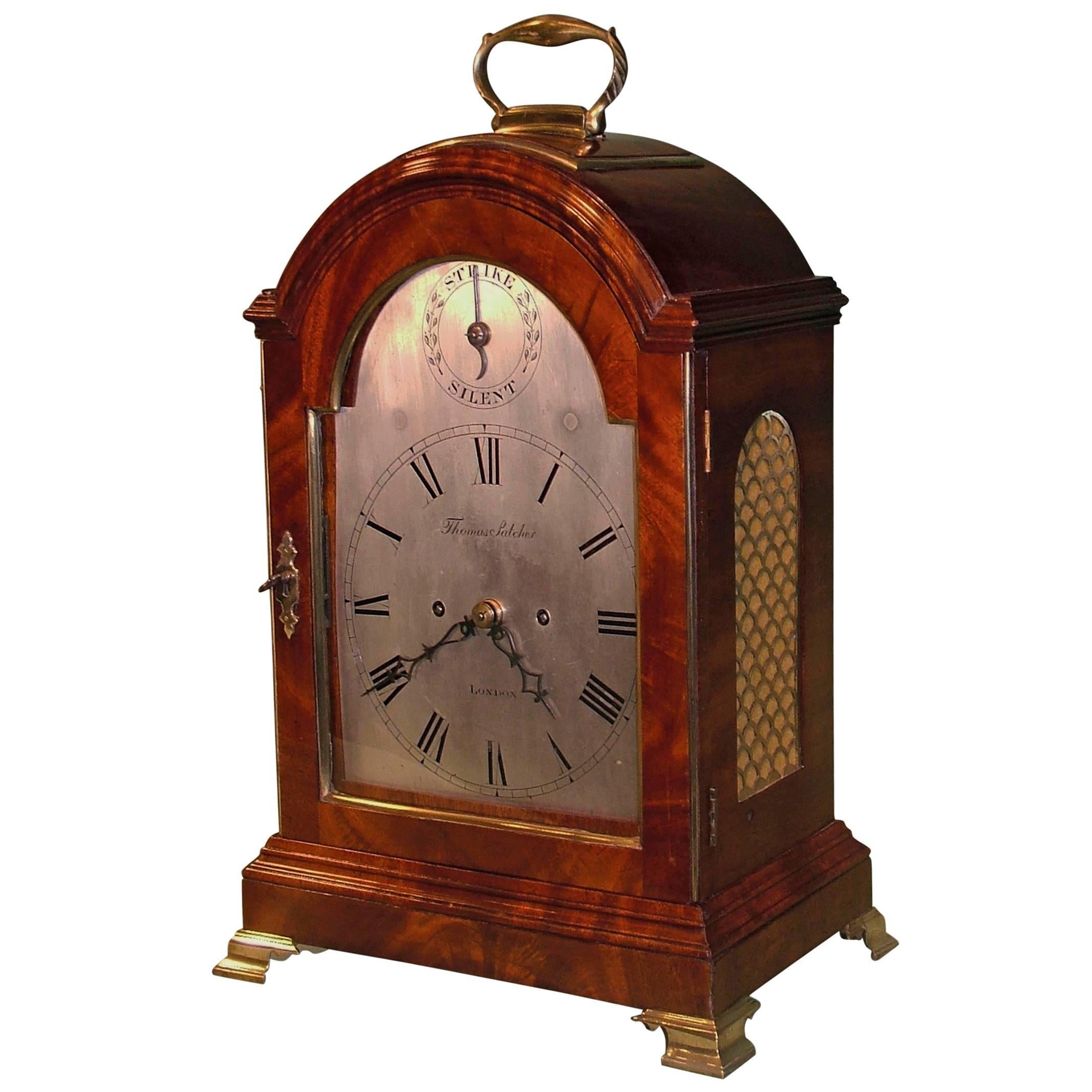 Late 18th Century Mahogany Case Bracket Clock by Thomas Satcher