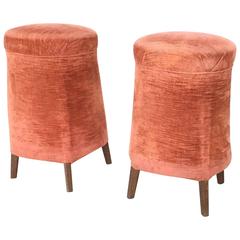 Pair of Italian Poufs, 1950s 9