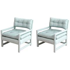 Pair of Parsons Style Lounge Chairs in the Style of Milo Baughman 