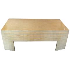 Karl Springer Style Coffee Table with Bone Inaly