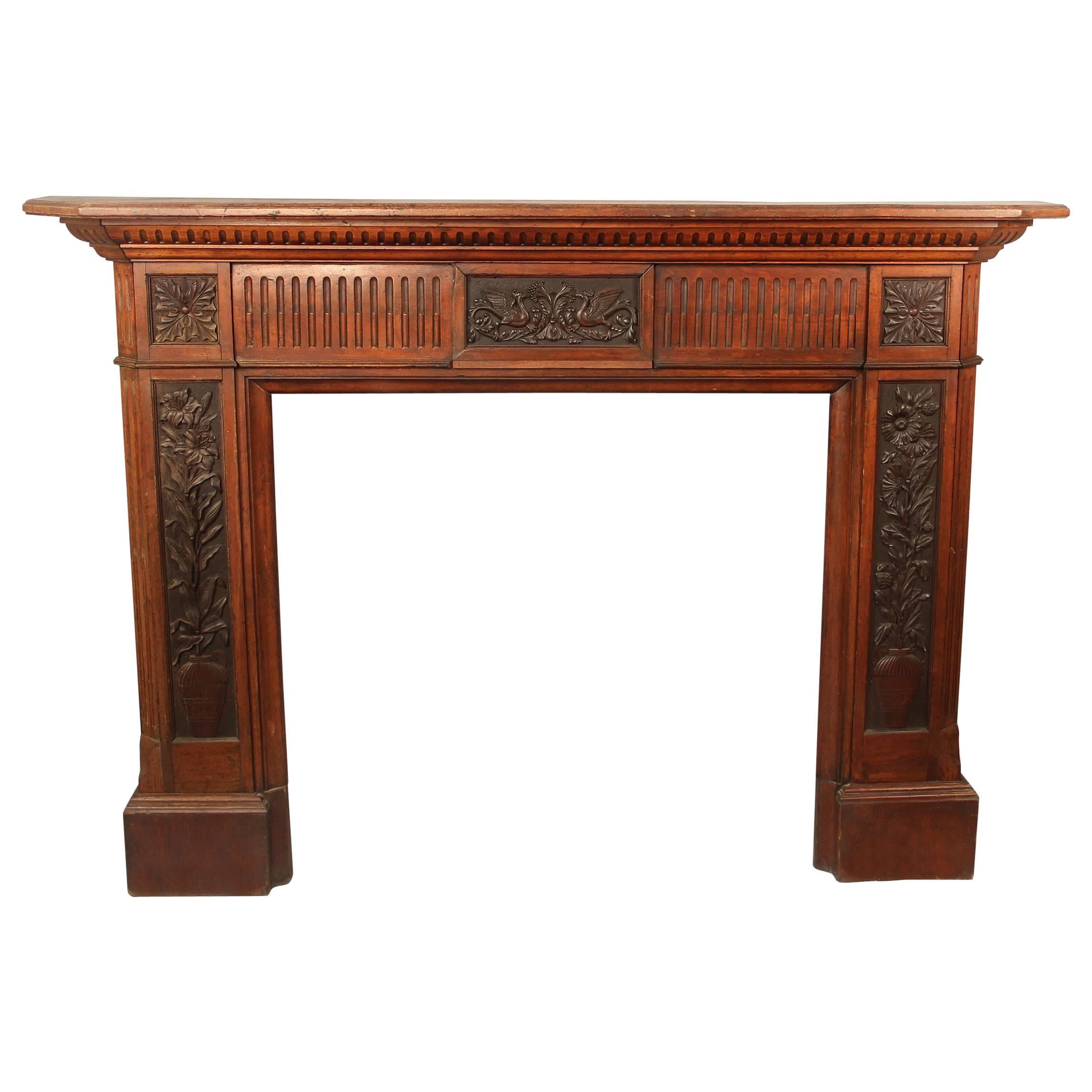 Late 19th Century Louis XVI Style Carved Wood Fireplace Surround