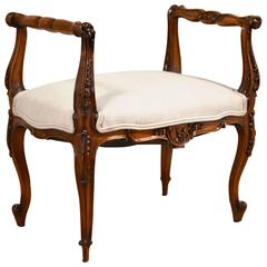 19th Century French Walnut Bench with Arms 7