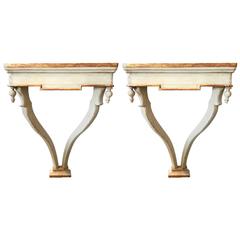 19th Century Pair of Paint and Gilt Console Tables 10