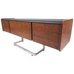 Burl Wood and Chrome Credenza by Ste. Marie & Laurent 12