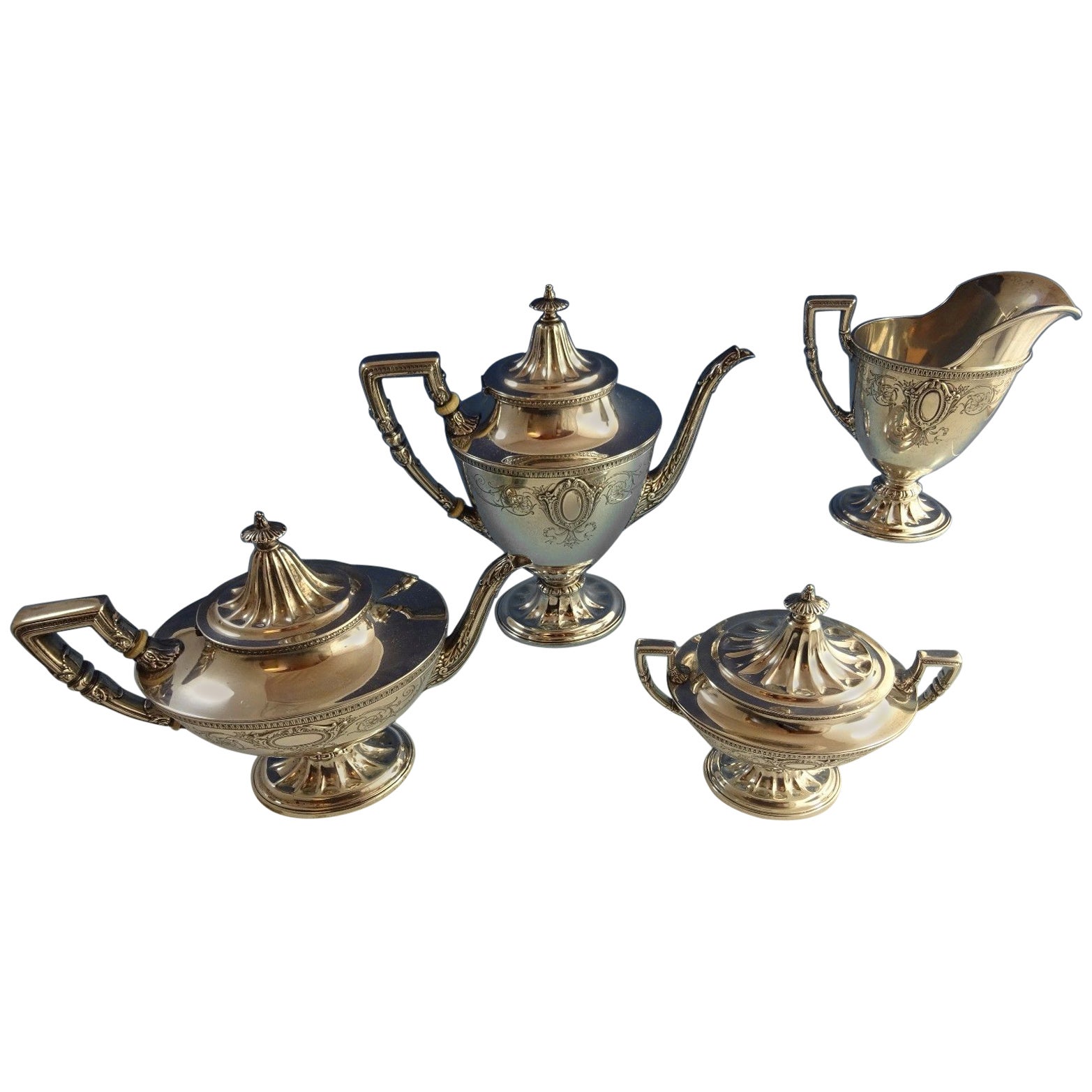Grande Baroque Wallace Sterling Silver Tea Set Stunning 4Piece Set
