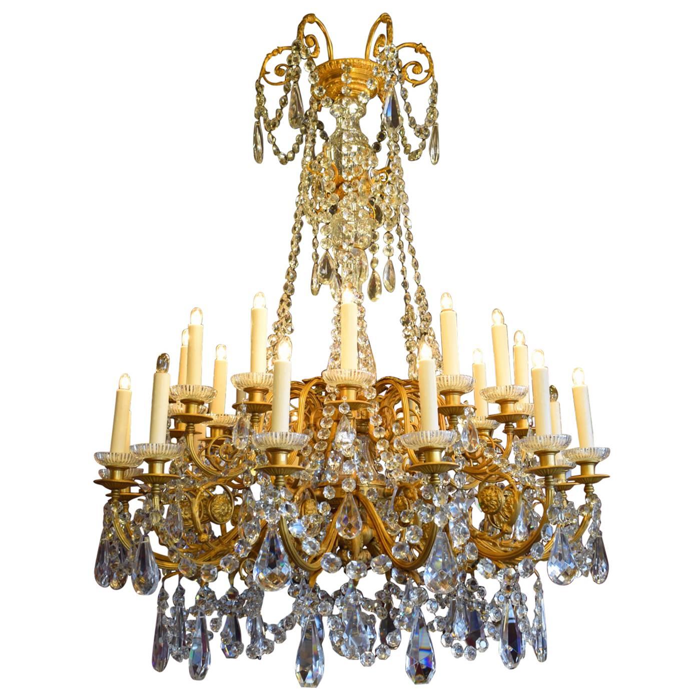 Antique Chandelier, Gilt Bronze and Crystal For Sale