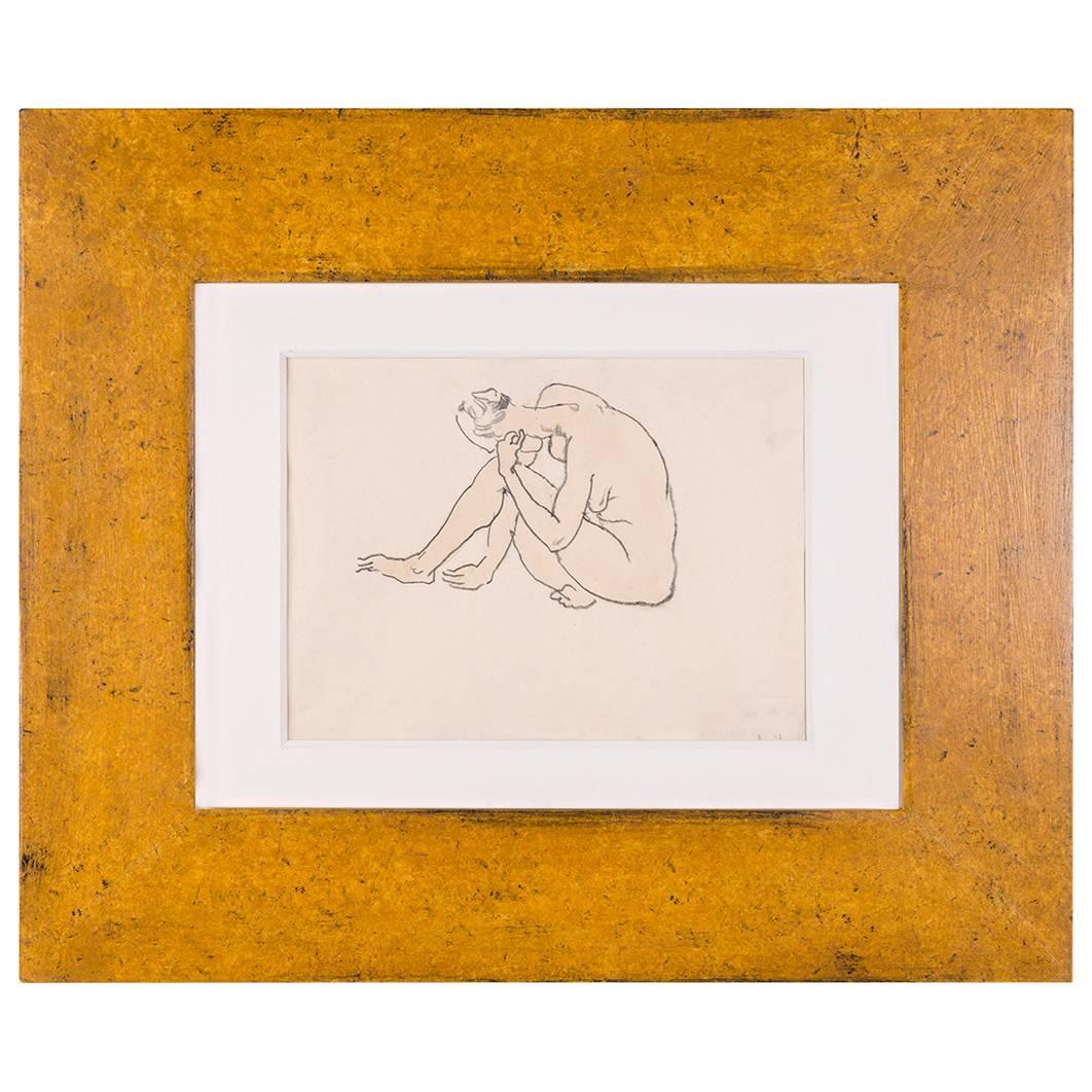 Female Nude Chalk and Watercolour by George Grosz For Sale