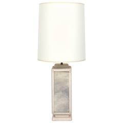 Hollywood Regency Leather and Antiqued Mirror Lamp 7