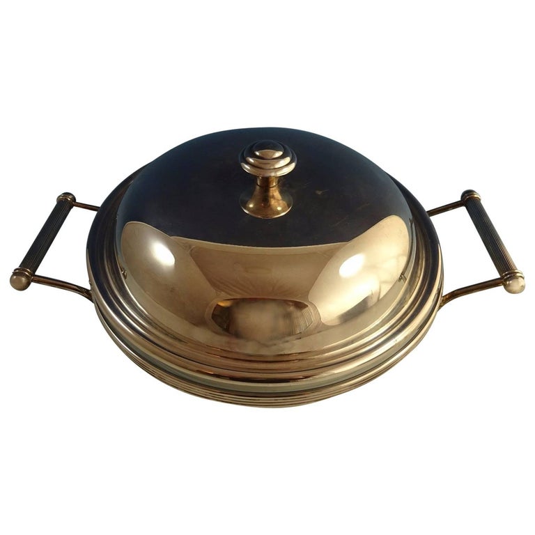 Christofle Silver Plate Chafing Dish with Glass Insert, Excellent Condition For Sale at 1stDibs