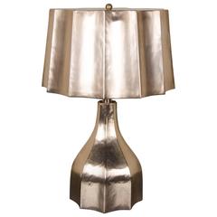 24K Gold Plate Faceted Lamp and Shade by Robert Kuo, Limited Edition 8