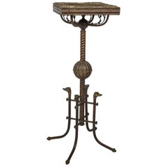 Antique Copper Repousse Plant Stand with Dog's Head Decoration, American, circa 1900