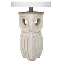 Lamp or Lantern Owl Sculpted in Limestone Signed by Albert Tormos, French, 1970s