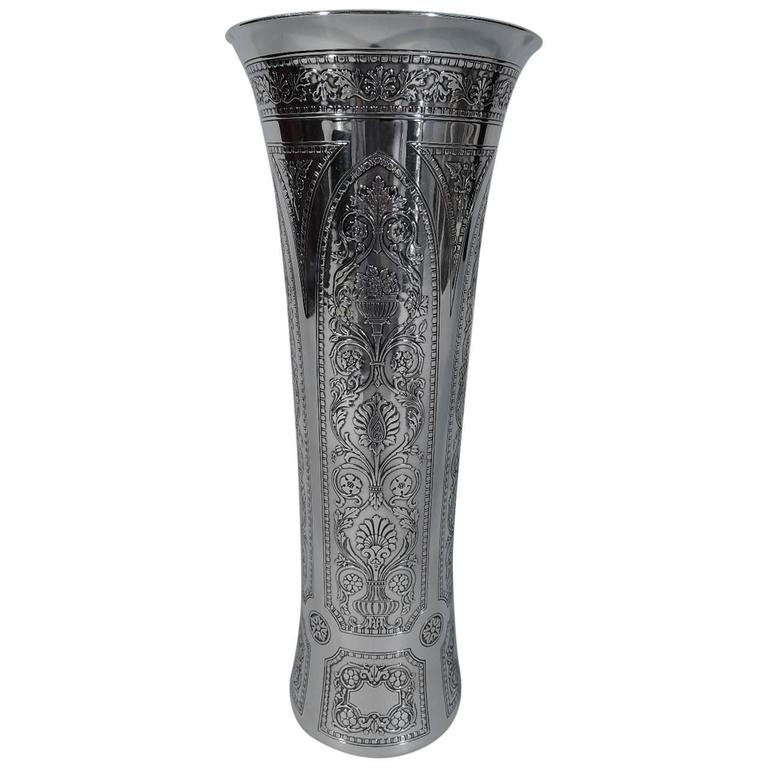 Distinctive Edwardian Sterling Silver Vase By Tiffany And Co For