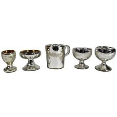Collection of Five 19th Century Mercury Glass Wares