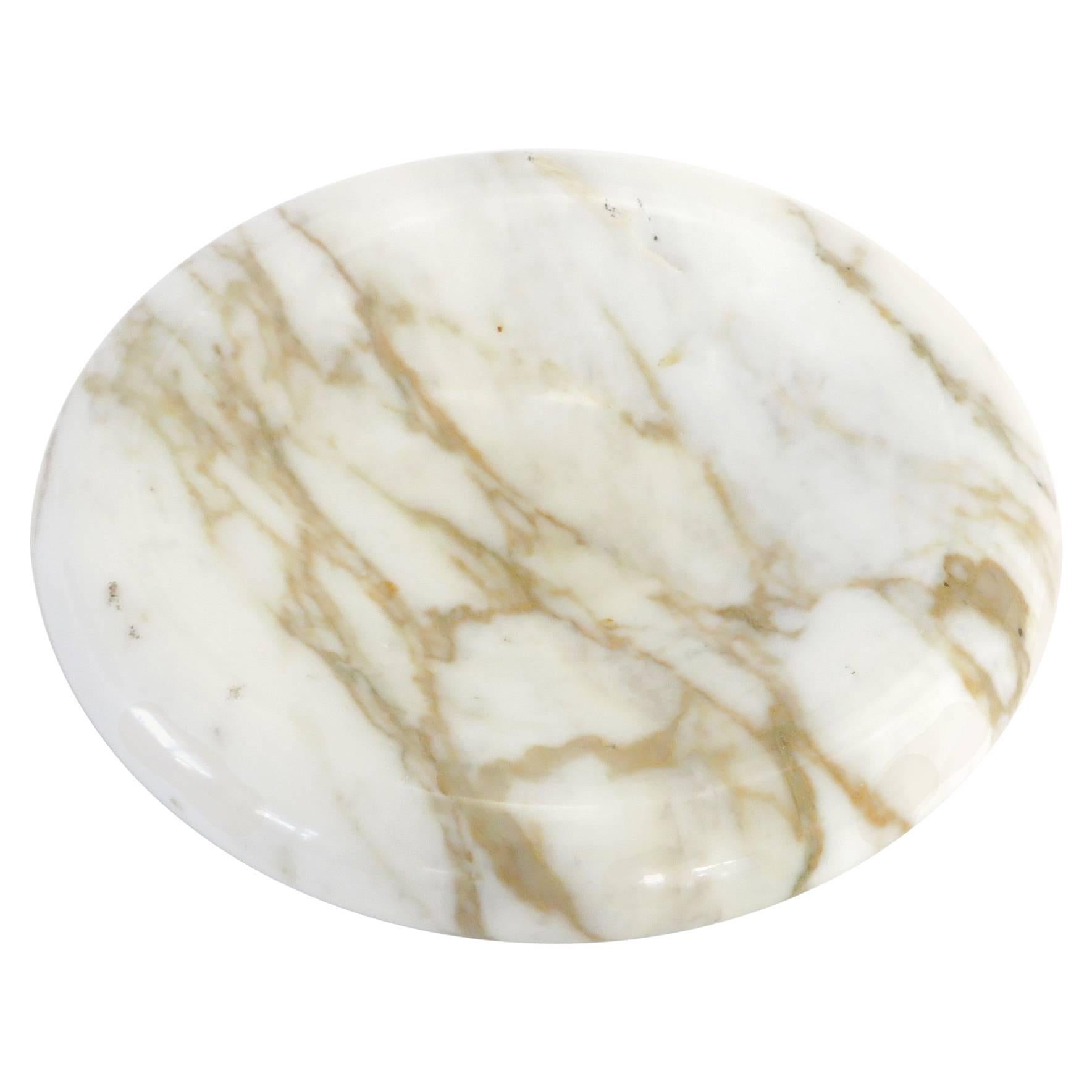 Carrara Marble Rolled Edge Bowl Italian Designer Sergio Asti