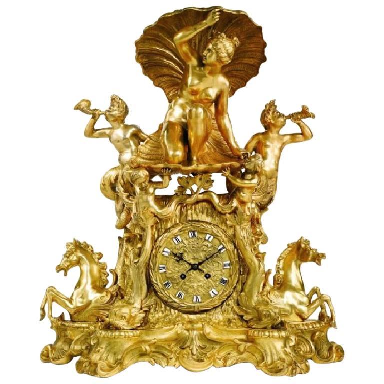 Rare 19th C Museum Qty Japy Freres French Bronze Clock Children Cherubs 
Woman For Sale