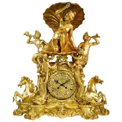 Rare 19th C Museum Qty Japy Freres French Bronze Clock Children Cherubs & Woman